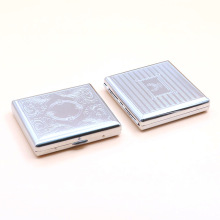 Hot spot silver square 20 sticks stainless steel metal cigarette case embossed carved